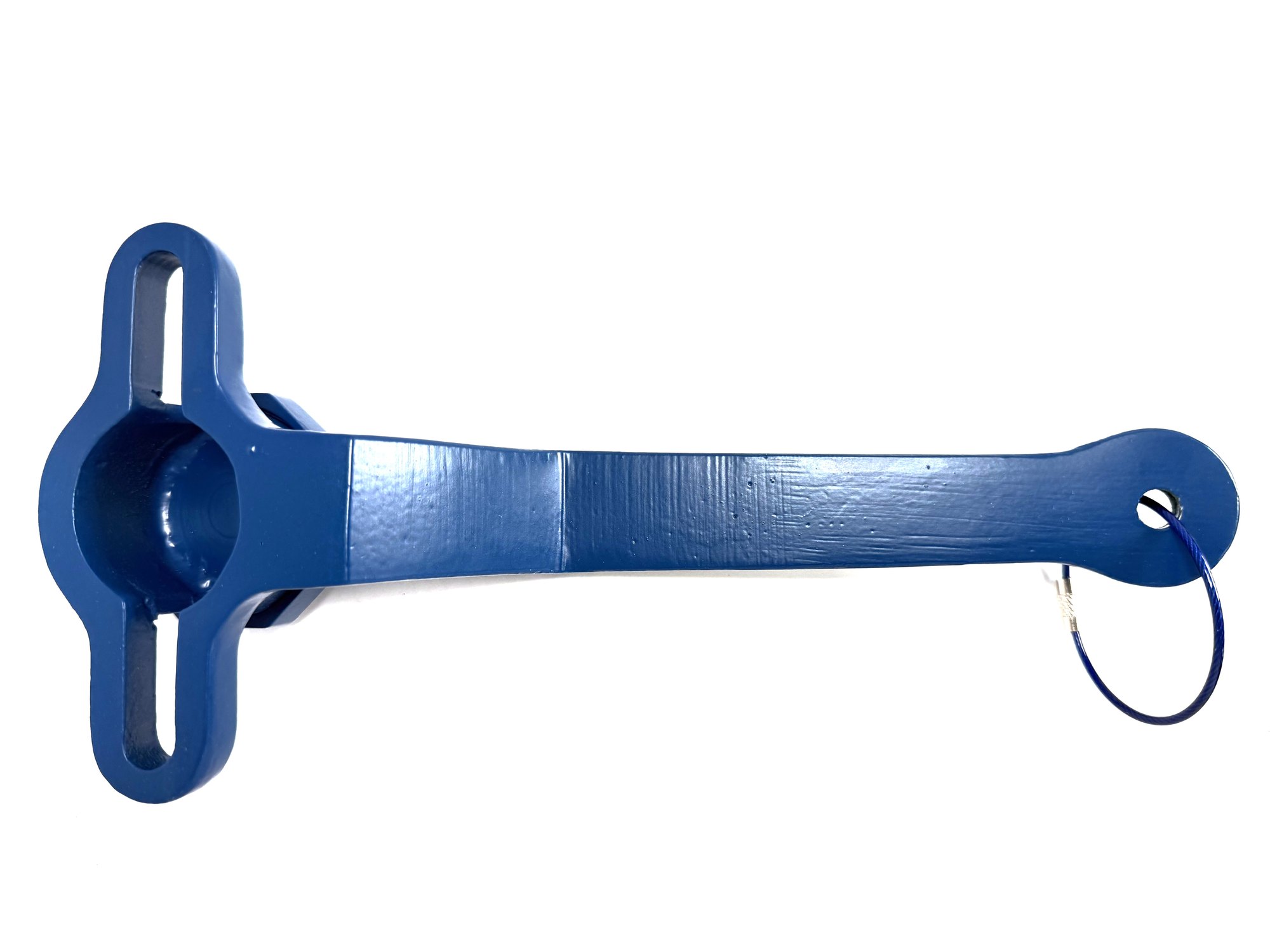 1-inch PVC ball valve frame wrench underside, round socket between the two slotted arms and plain shank, item 03-102