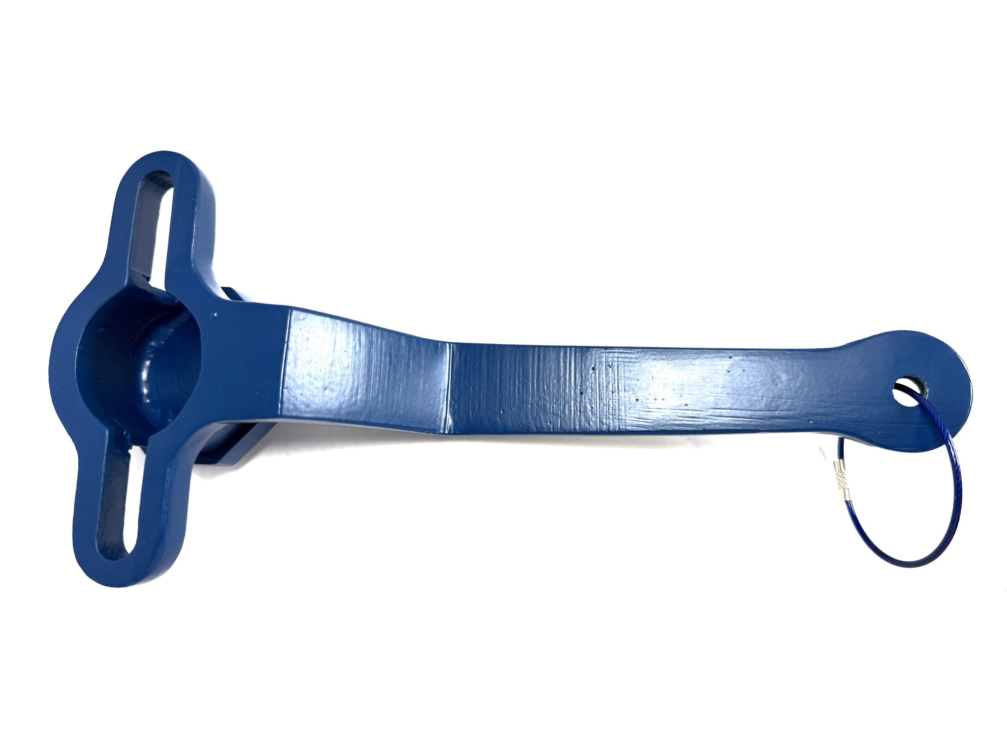 1-inch PVC ball valve frame wrench underside from an angle, socket and edge of the octagonal head plate, item 03-102