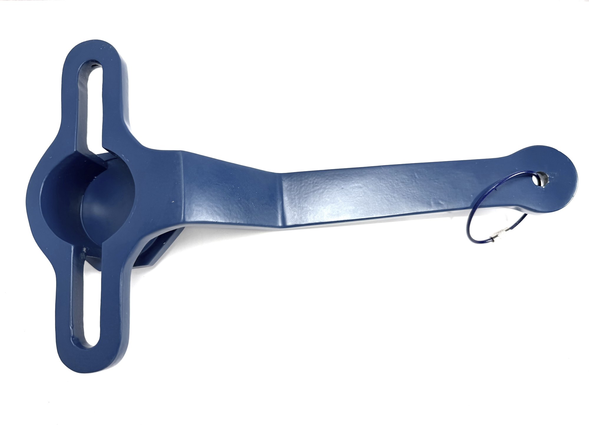 2-inch PVC ball valve frame wrench underside, round socket slotted for the valve handle between the two arms, item 03-104